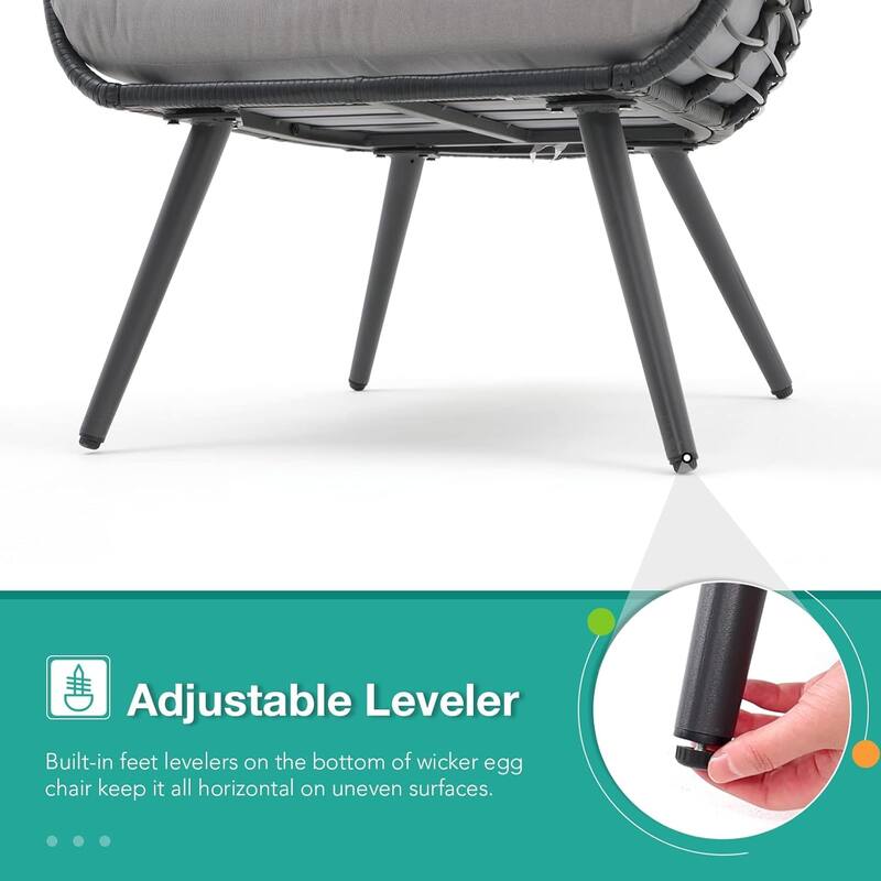 Egg Chair Outdoor, Patio Rotating Basket Chair, All-Weather Wicker Egg Lounger Chair for Outside Indoor