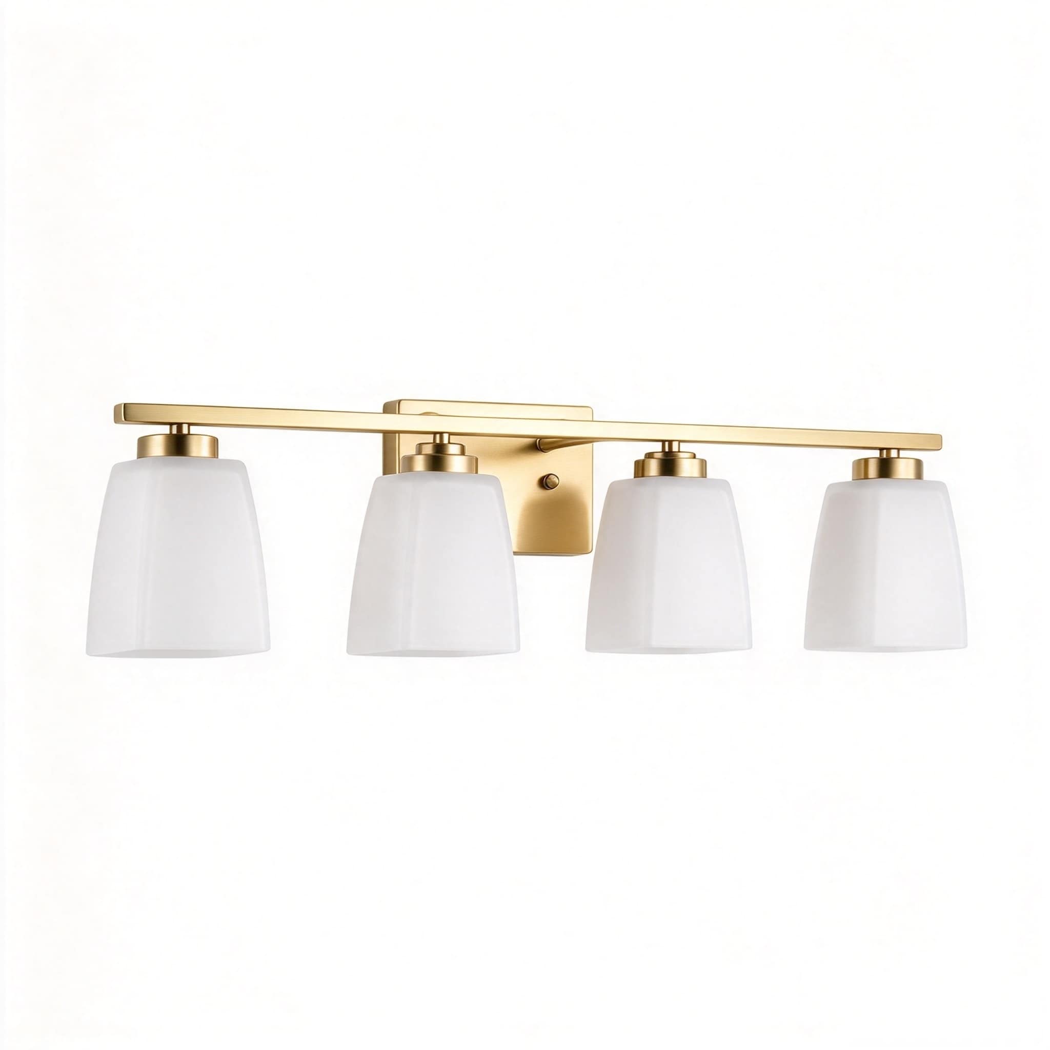 Brushed Nickel/Matte Black/Gold Modern 3-Light Vanity Light with Square Etched White Glass Shades