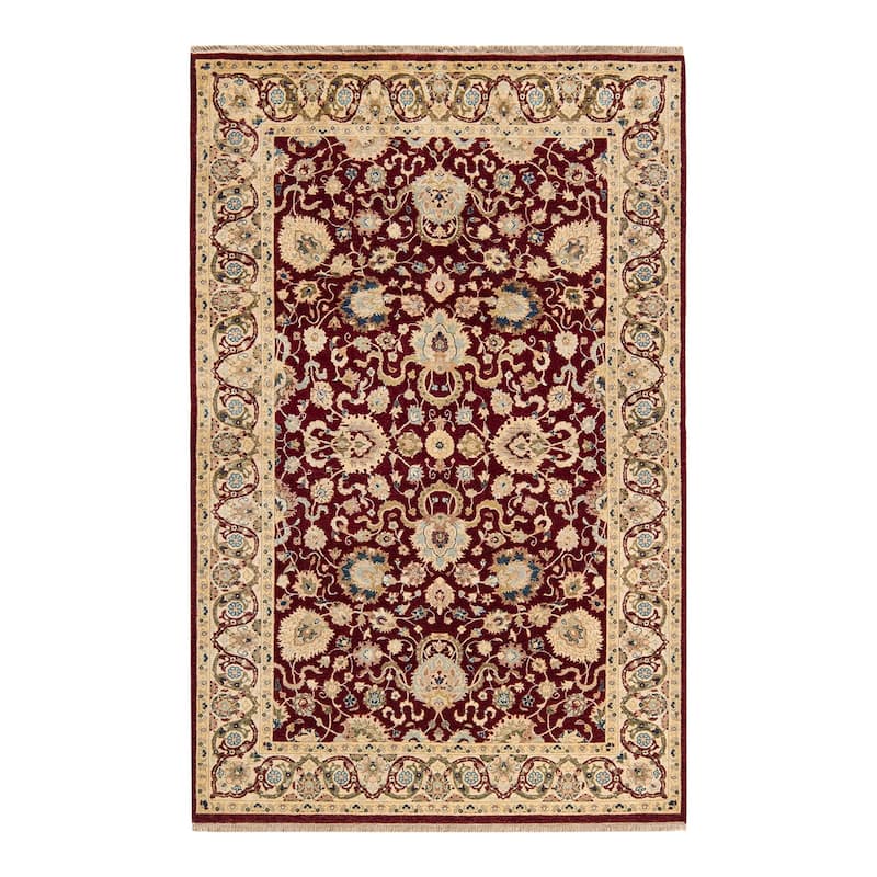 Overton Hand Knotted Wool Vintage Inspired Traditional Mogul Red Area Rug - 5 x 8