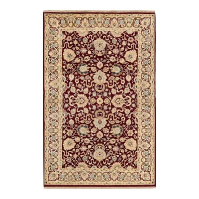 Overton Hand Knotted Wool Vintage Inspired Traditional Mogul Red Area Rug - 5 x 8