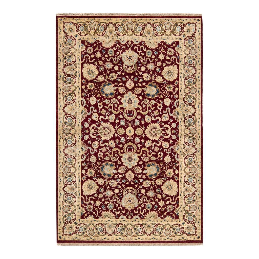 Overton Hand Knotted Wool Vintage Inspired Traditional Mogul Red Area Rug - 5 x 8