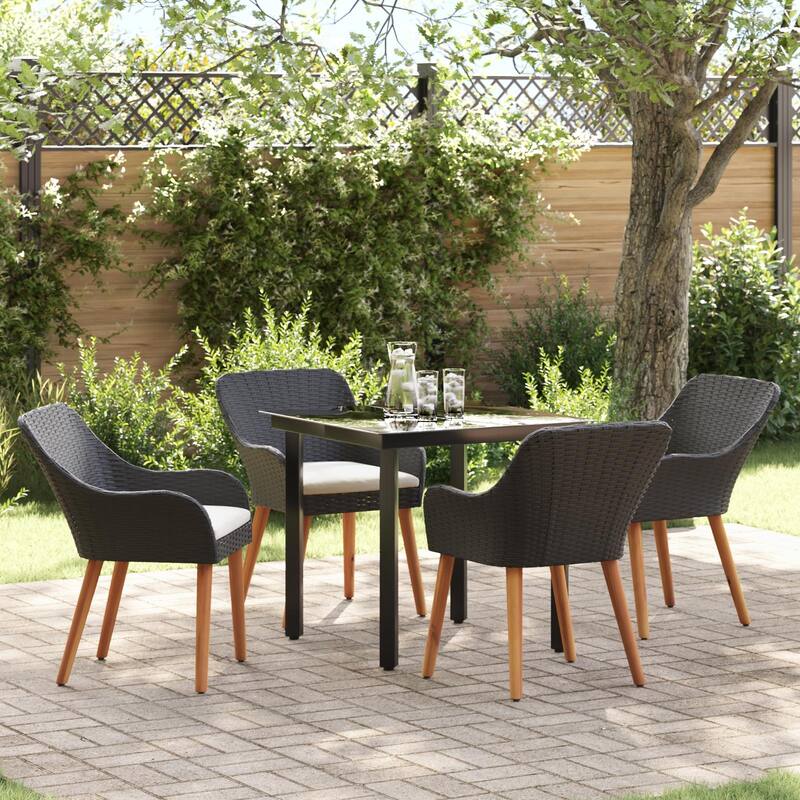 Modern Dining Table for Home Use - Black 31.5 x 31.5 x 29.1 square table legs 4chair