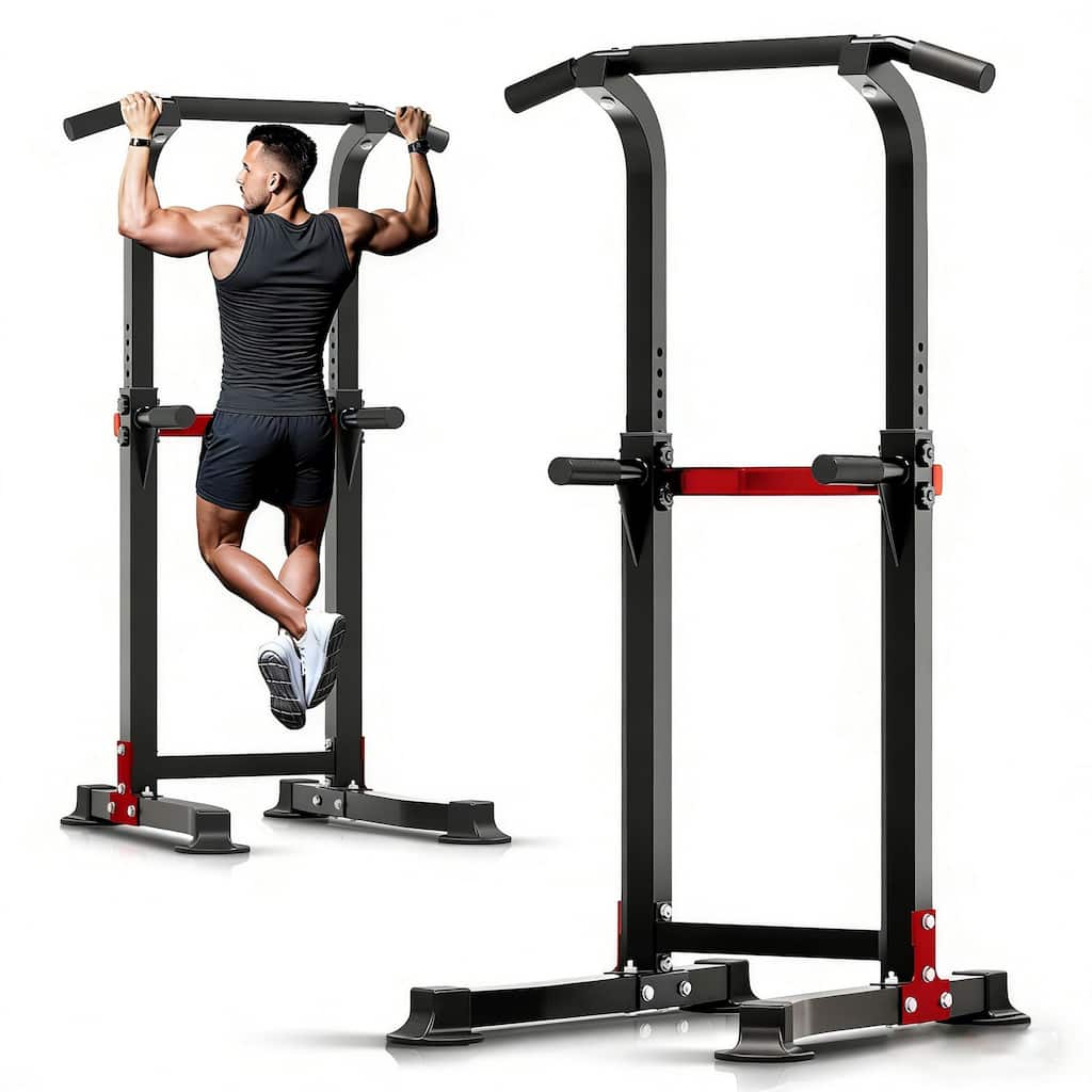 Ainfox Power Tower Pull Up Bar Station Workout Dip Station Height Adjustable Strength Training Equipment