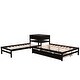 preview thumbnail 7 of 7, Full Size L-shaped Platform Beds with Drawers Linked with Built-in Rectangle Table and Twin Size Trundle.