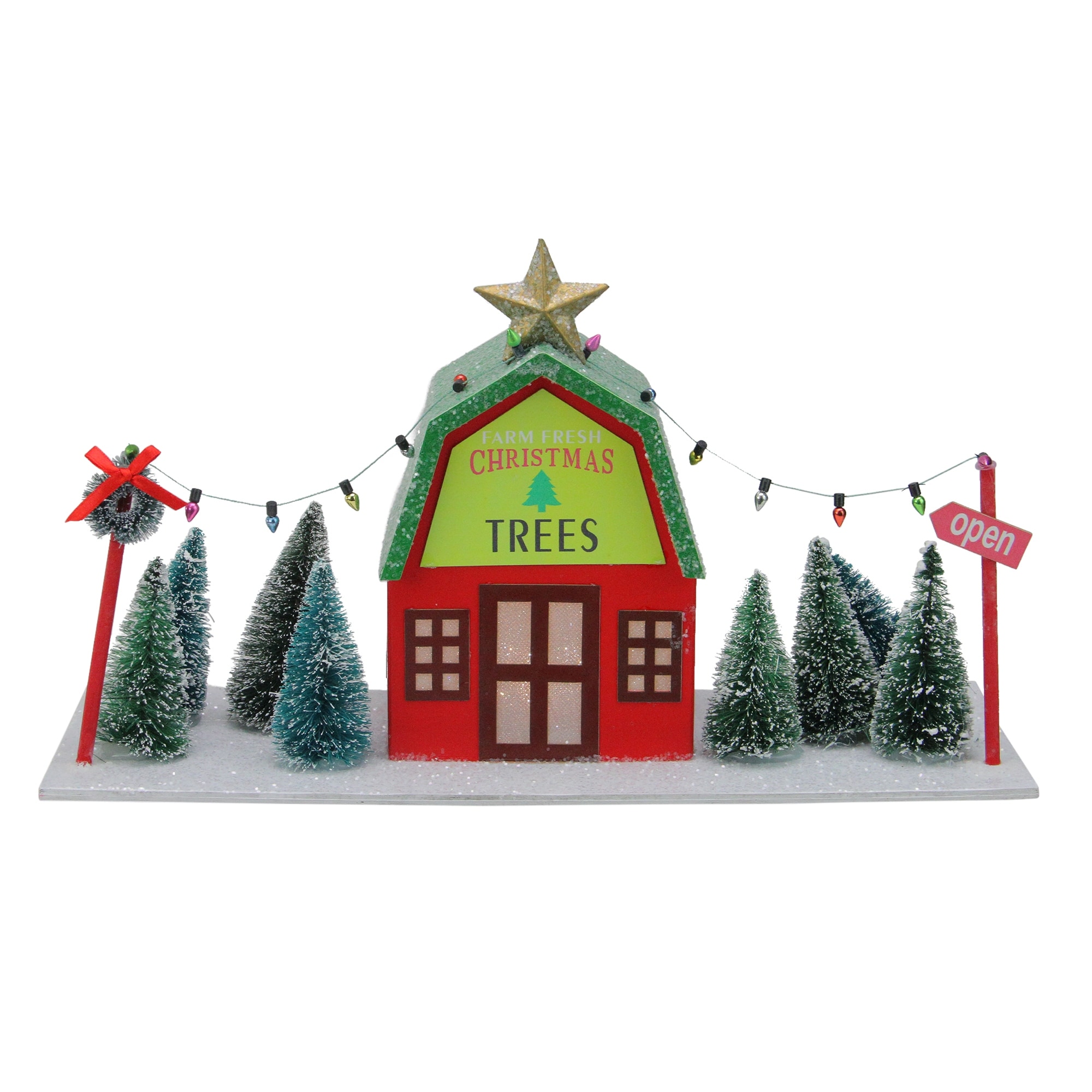 Shop 14 Prelit Red And Green Christmas Tree Store With Pine Trees