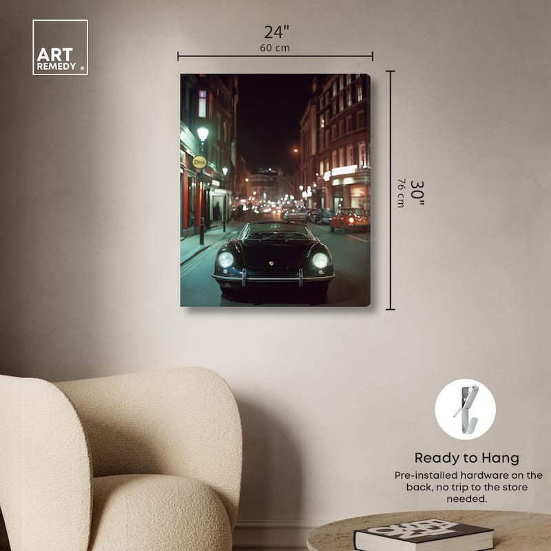 Night Roadster Canvas by Art Remedy, Gallery Wrapped