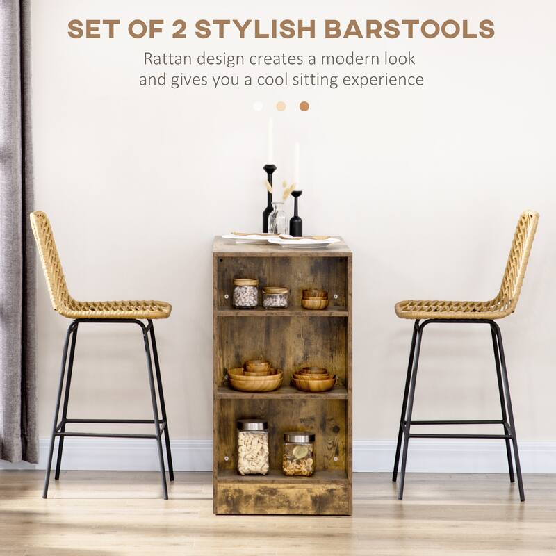 Rattan Bar Stools Set Of 2