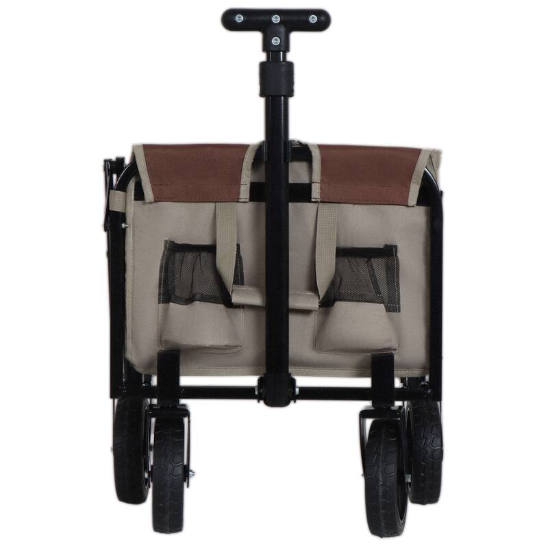 All-In-One Convertible Folding Camping Wagon Cart: Bench Seat, Storage Compartment & Included Dog Tether