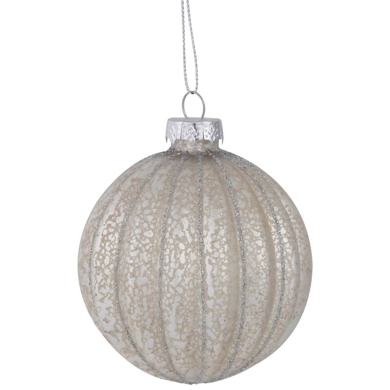 2-Finish Glass Ball Christmas Ornaments - 3" (80mm) - Gold and Silver - 9ct