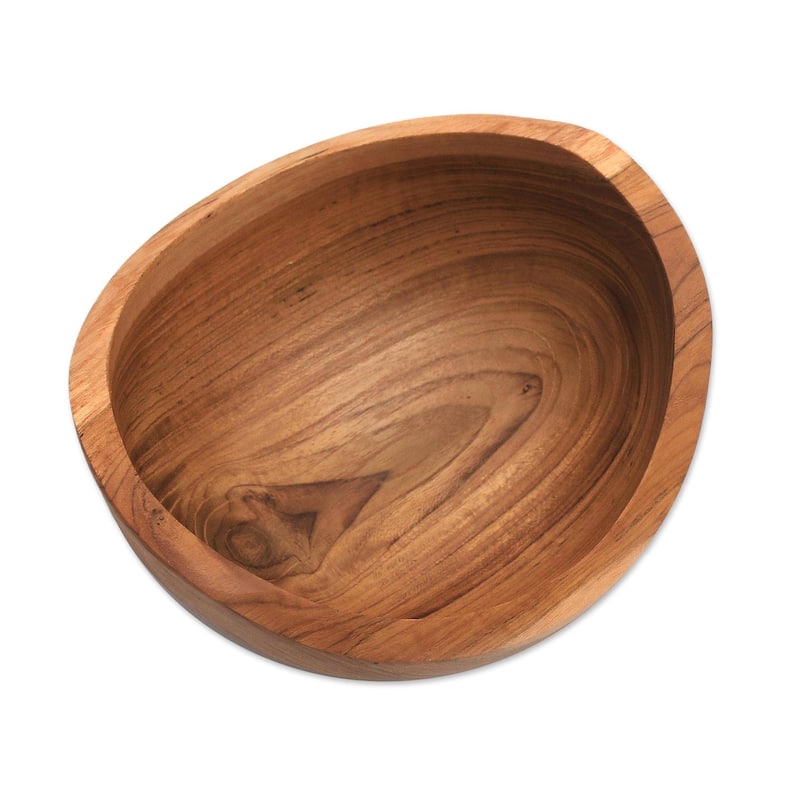 Novica Handmade Brown Shell Teak Wood Snack Bowl