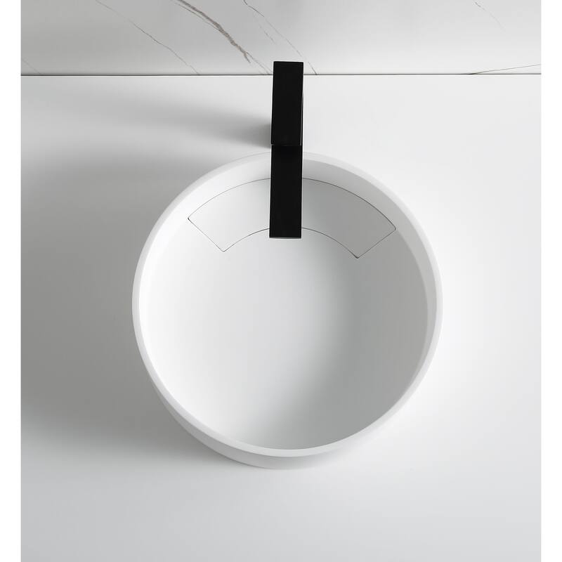 15" Round White Matte Solid Surface Resin Sink