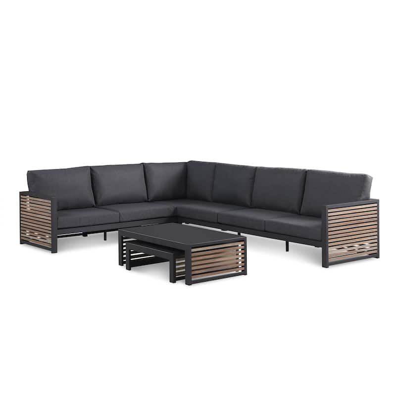 Cadora Teak 5 - Person Outdoor Sectional Seating Group- Left Hand Facing