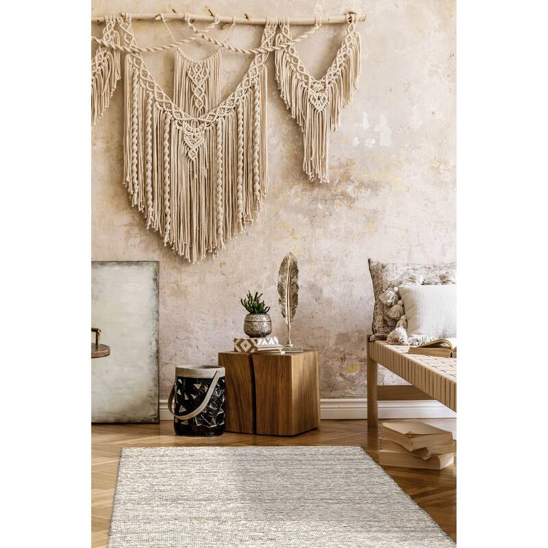 ECARPETGALLERY Braid weave Sienna Cream Wool Rug - 4'11 x 8'0