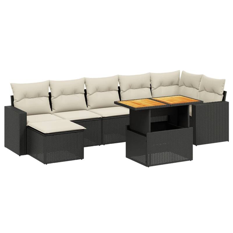 vidaXL Patio Sofa Set with Cushions Outdoor Lounge Set 8 Piece Poly Rattan - 21.7 x 39.4 x 28.7