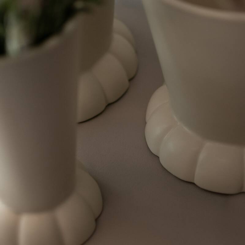 Matte Finished Ceramic Flora Pot Vase - 8.5" - Cream