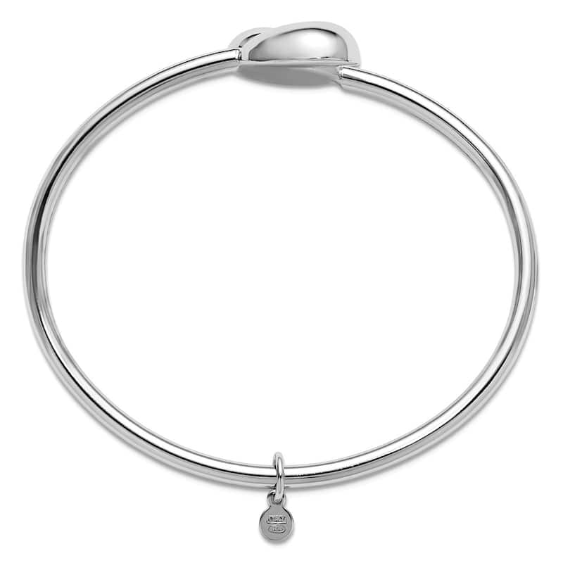 Curata 925 Sterling Silver 7" Italian Rhodium Puffed Teardrop Bypass Flexible Bracelet