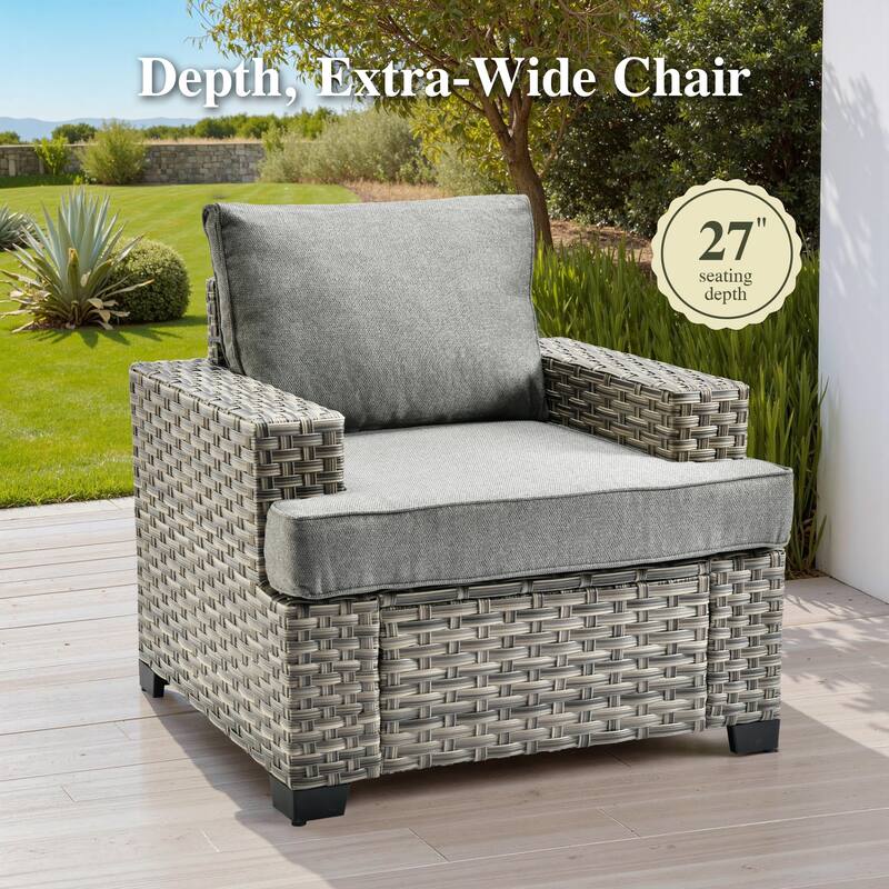 OVIOS 9 Pieces T shaped Swivel Chair Set With Solar-Powered Coffee Table