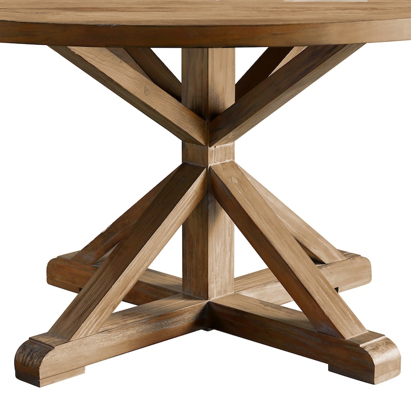 Benchwright Rustic X-base Round Pine Wood Dining Table by iNSPIRE Q Artisan