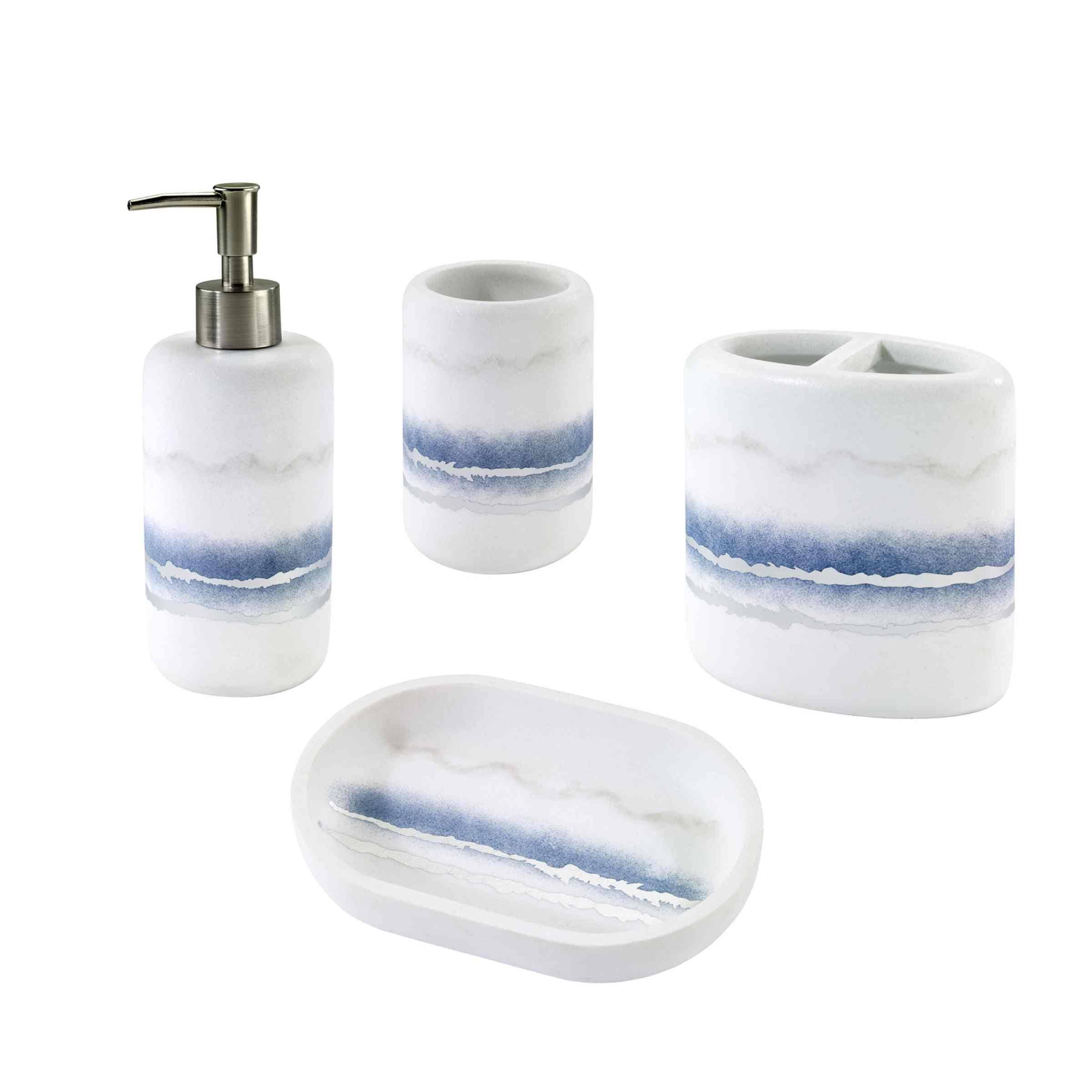 Clara Clark Complete Bathroom Accessories Set Shower Curtain, Bath Rugs & Shower Caddies