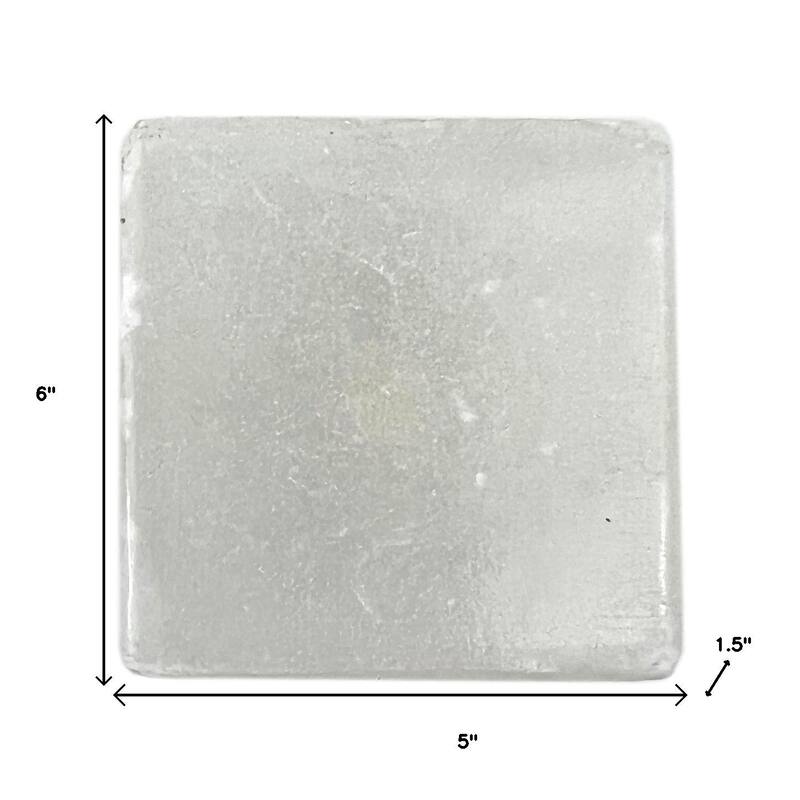 HomeRoots Set of Six White Square Knob Stone Drawer Pull Knobs - 5.00 in. x 6.00 in. x 1.50 in.