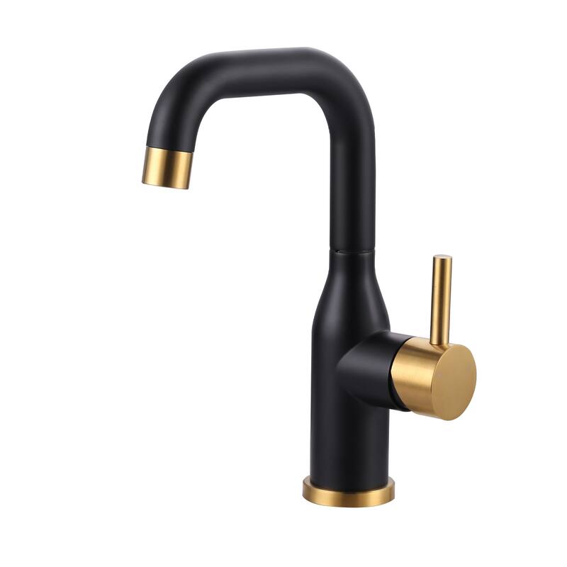 WOWOW Single Handle Bar Faucet With Swivel Spout - Gold and Black