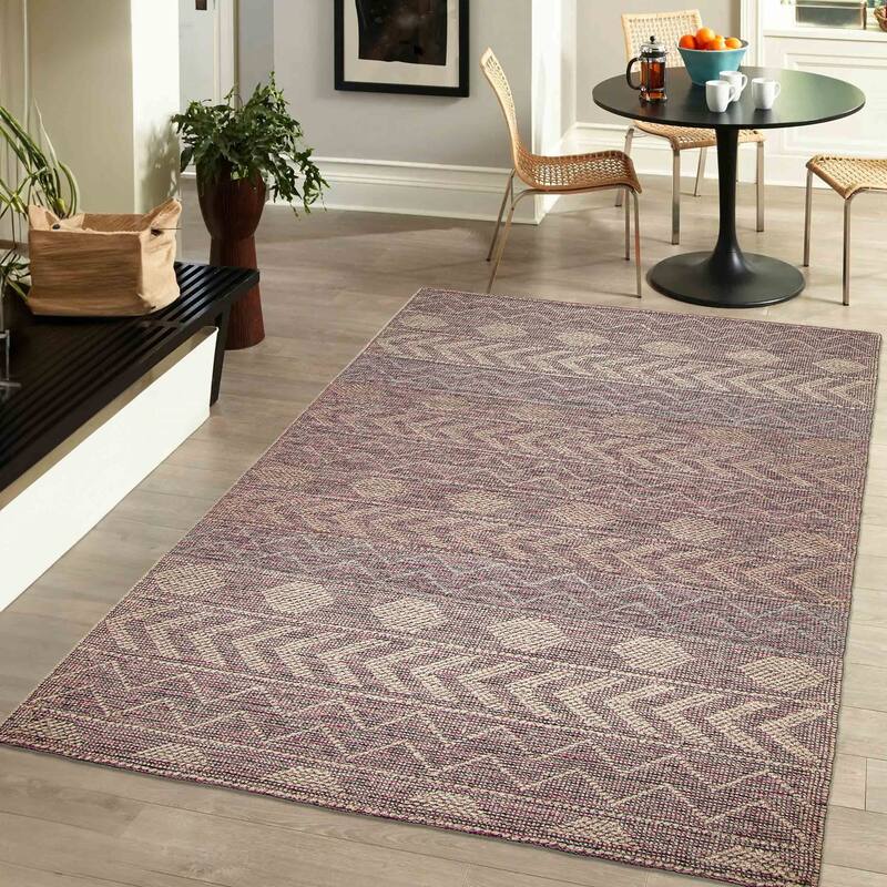 ECARPETGALLERY Braid weave Sienna Pink Wool Rug - 6'0 x 9'7