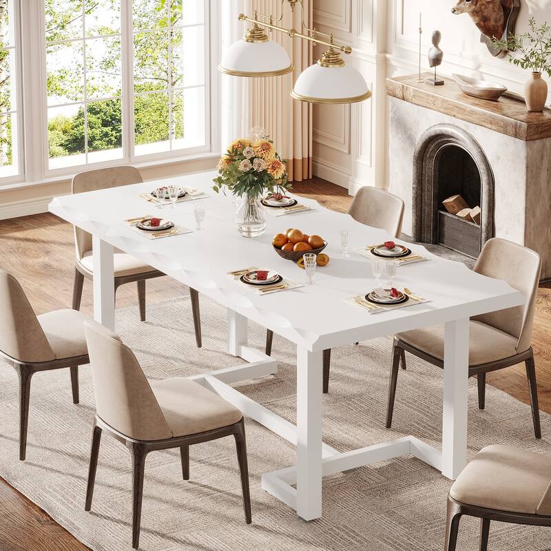 62-inch Rectangular Wood Dining Table for Kitchen Restaurant