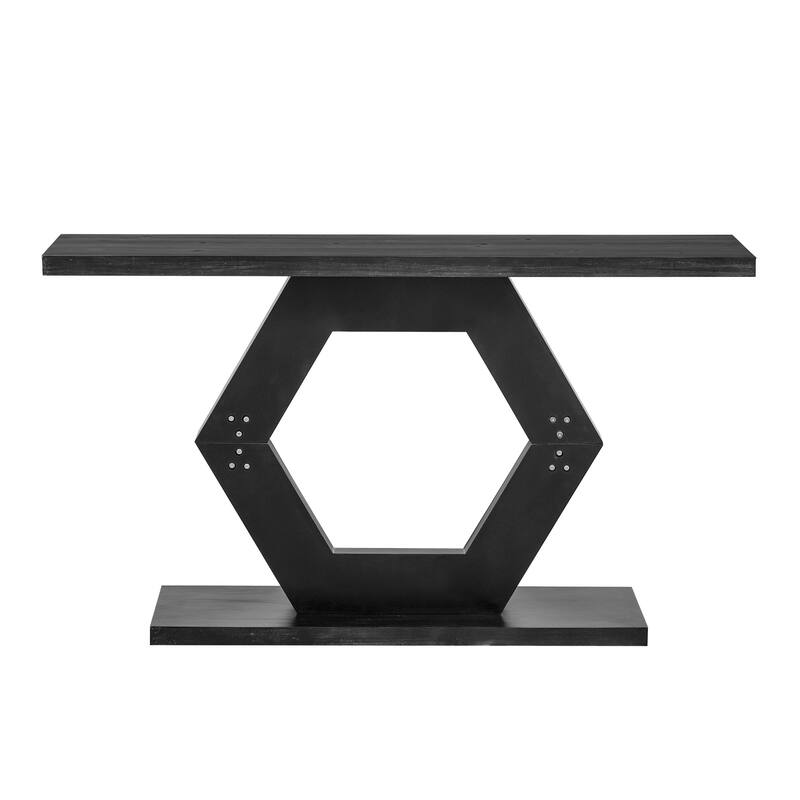 55" Modern Entryway Table with Innovative Hollow Hexagon Leg Structure