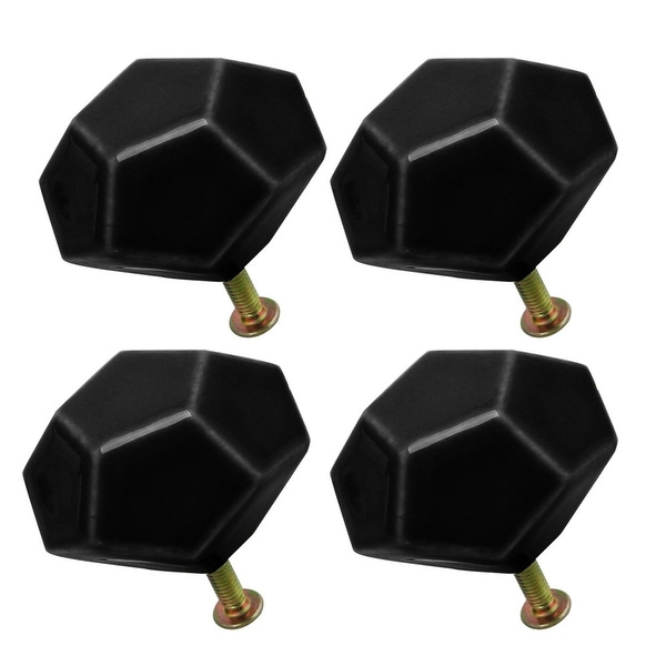 4pcs Ceramic Knobs Vintage Knob Drawer Geometry Pull Handle Furniture Door Cabinet Cupboard Wardrobe Dresser Replacement Black
