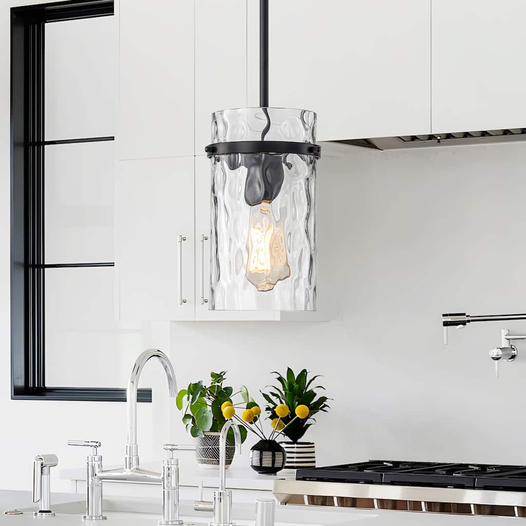 Starsky Modern Clear Hammered Glass Kitchen Island Pendant Light