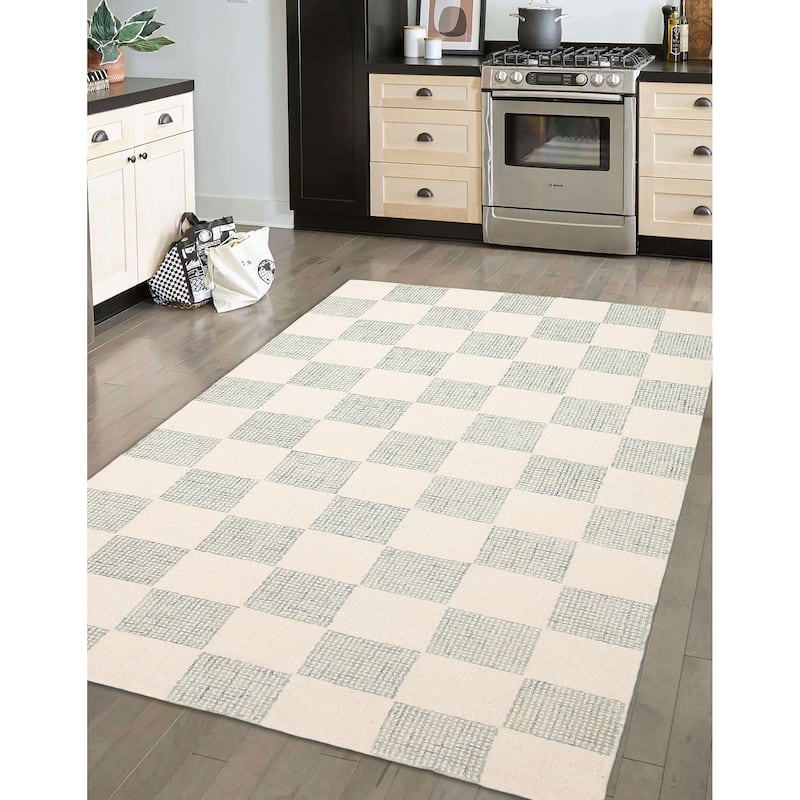 ECARPETGALLERY Hand Tufted Timeless Cream Wool Rug - 5'0 x 7'10