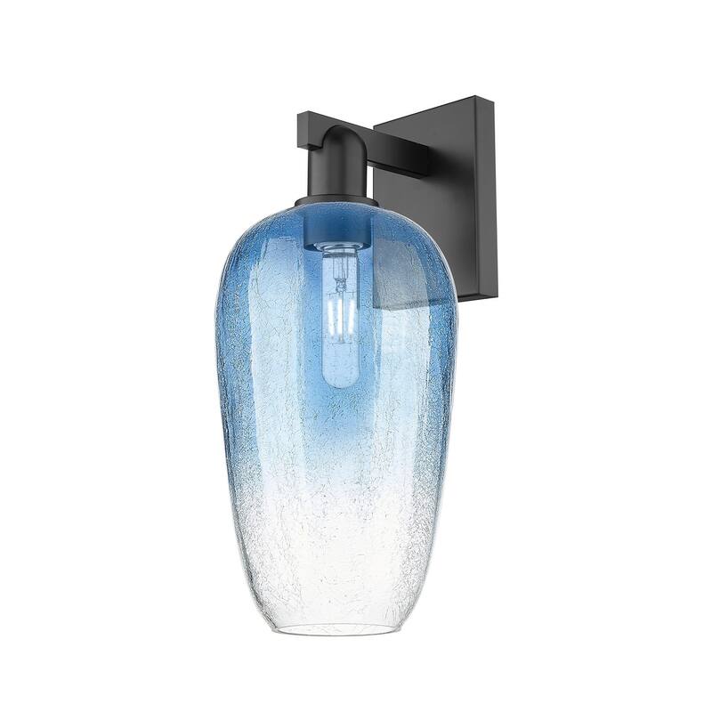 Innovations Lighting 716-1W-11-7 Brookhaven Flute Sconce Brookhaven - Matte Black / Sapphire Blue