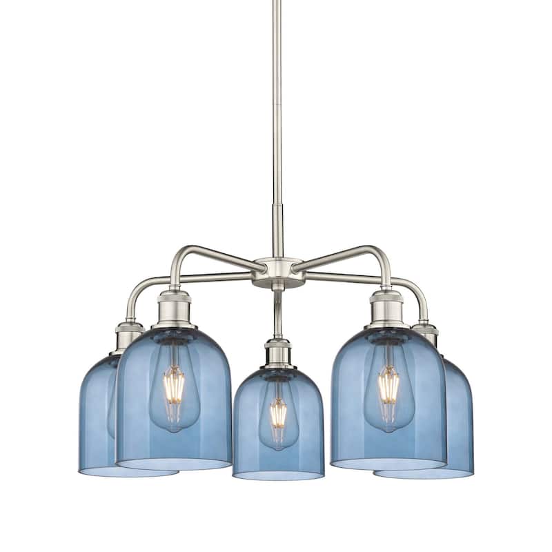 Innovations Lighting 516-5CR-15-24 Bella Chandelier Bella 5 Light 24" - Satin Nickel / Princess Blue