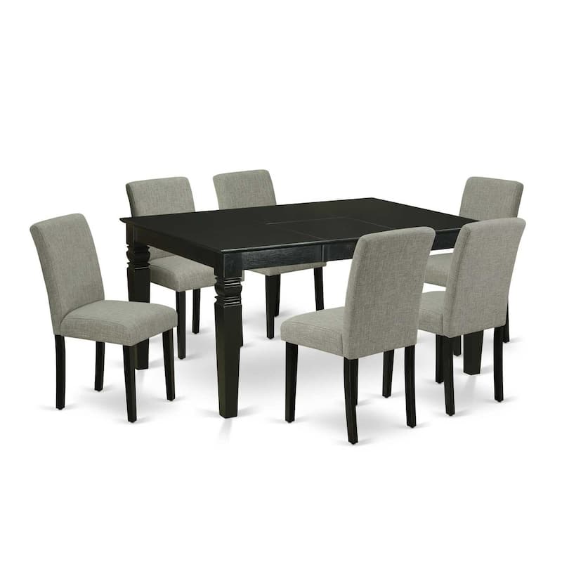Dinette Set 7 Piece Rectangular Table with 6 Chairs - Elegant Dining Room Set