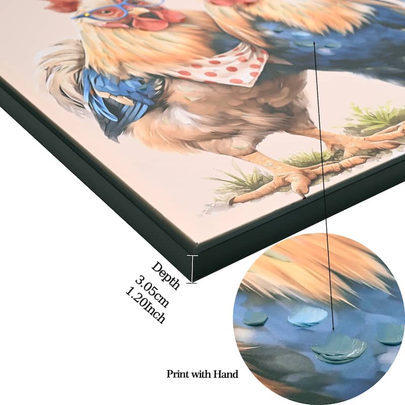 Farmhouse Rooster Wall Art, Rustic Chicken Pictures Wall Decor, Country Farm Coop Canvas Prints Painting, Framed Artwork