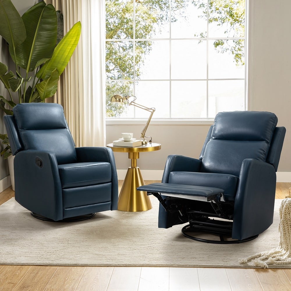 Esteban Modern Faux Leather Manual Rocking Swivel Recliner with Wingback Set of 2