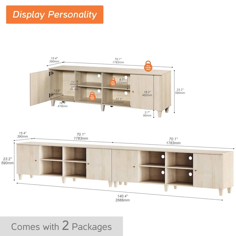 WAMPAT TV Stand for 75 Inches TVs, Modern Media Console