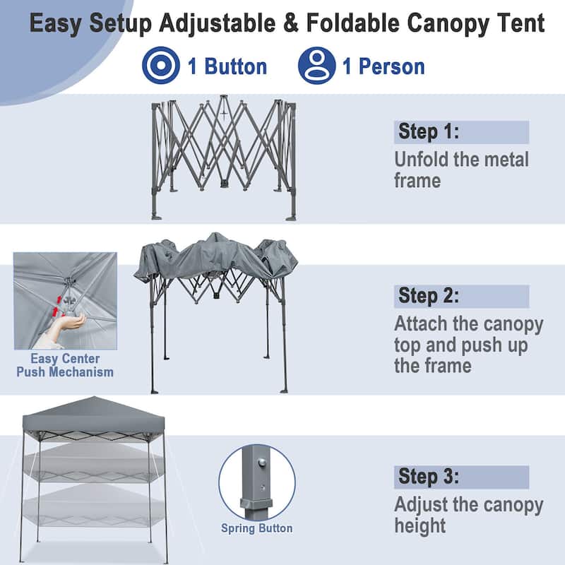 Gymax Patio 6.6 x 6.6ft Outdoor Pop-up Canopy Tent Portable Sun