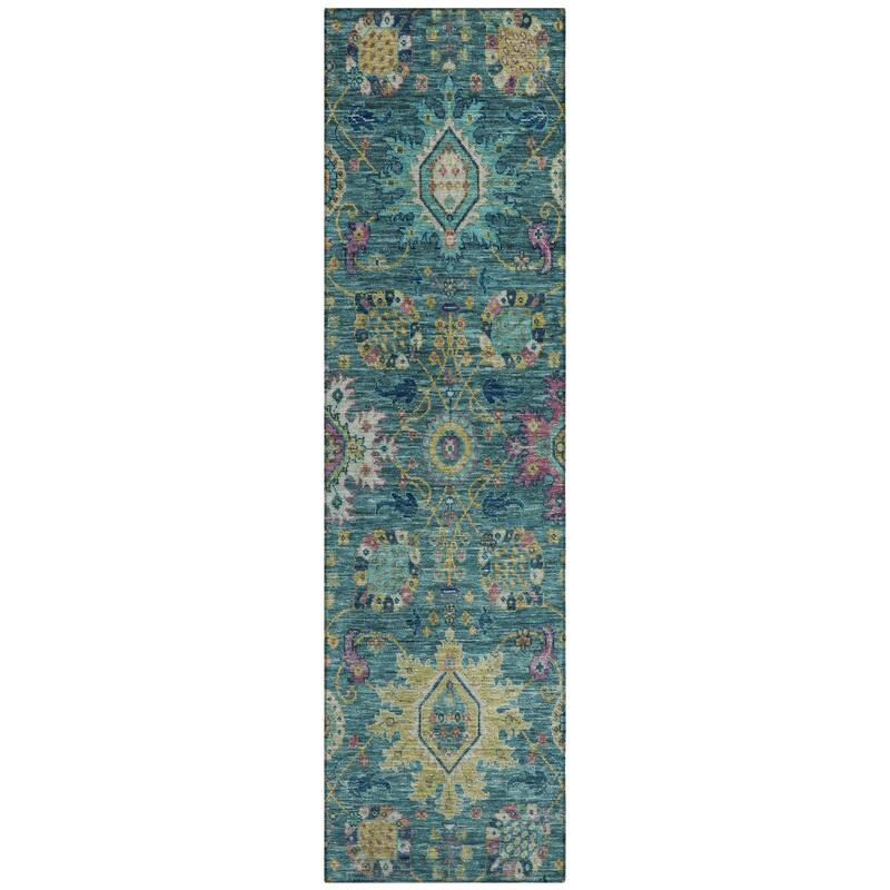 Machine Washable Indoor/Outdoor Boho Traditional Chantille Rug