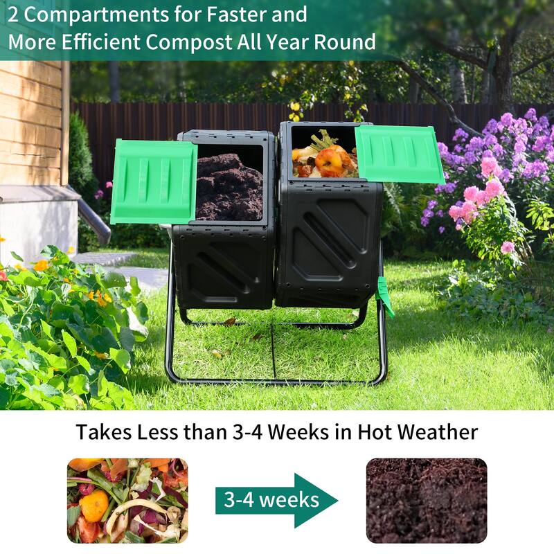 34 Gallon Dual Chamber Compost Tumbler