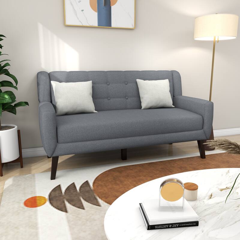 3-Piece Tufted Linen Armchair and Loveseat Set