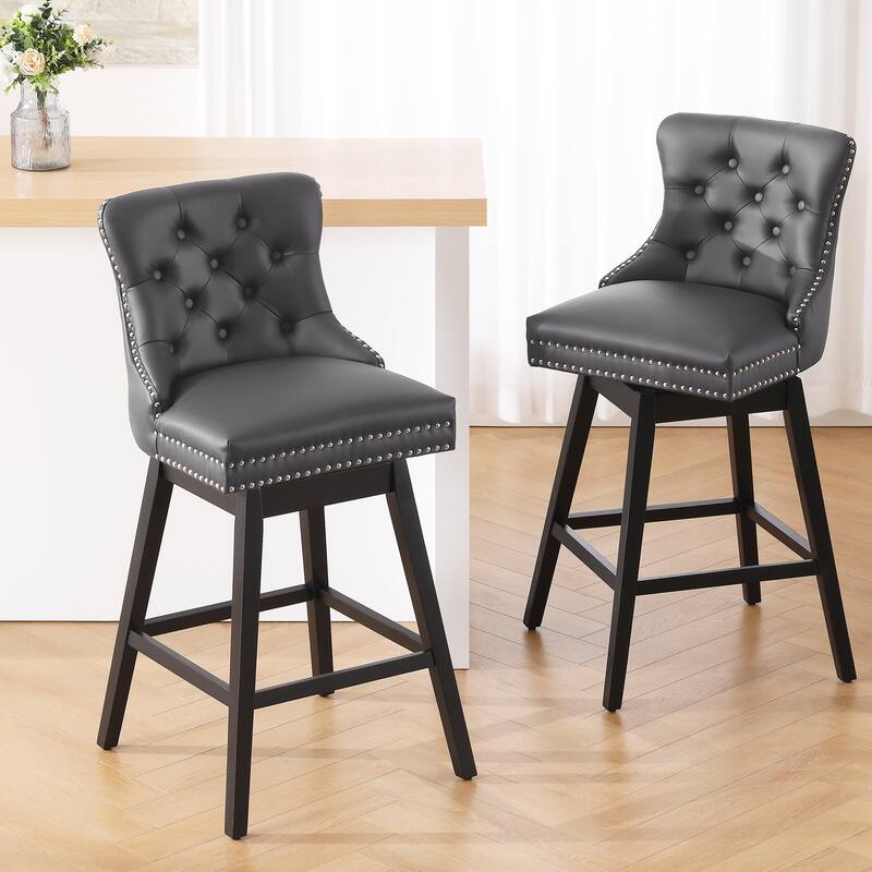 26"/30" Faux Leather Swivel Counter or Bar Height Stools, Set of 2