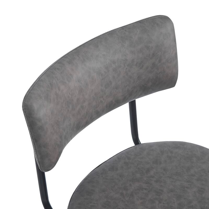 Roomfitters 26'' Retro Swivel Counter Stools, Set of 2 PU Leather Bar Chairs with Cushioned Seat and Iron Frame