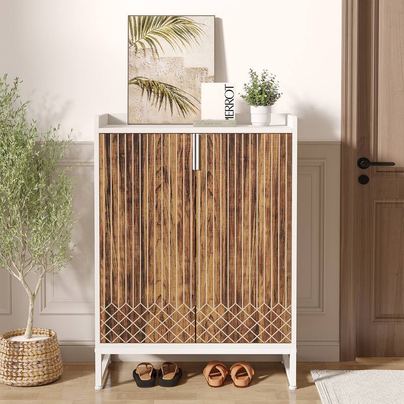 Shoe Cabinets with Doors, 5-Tier Wood Shoe Rack Organizer for 25 Pairs