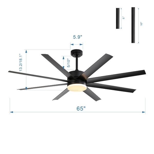 65-in Black LED Indoor Ceiling Fan with Light Remote (8-Blade) - Bed ...