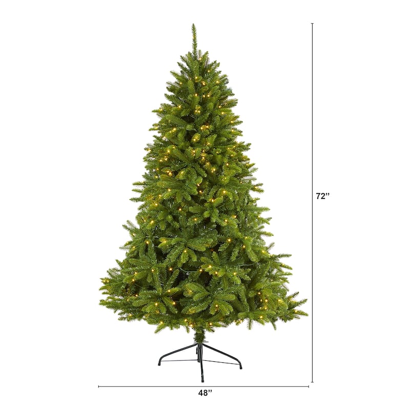 6ft. Spruce Look Artificial Christmas Tree with 300 Clear LED Lights & 1357 Branches - Full Holiday X-Mas Glow