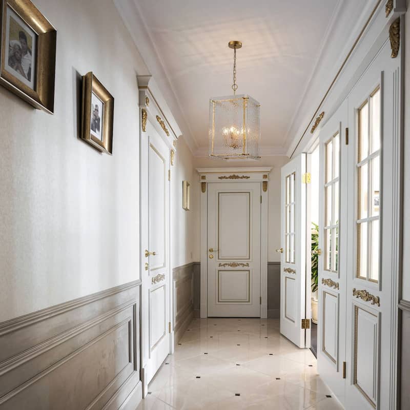 Farmhouse 4-Light Lantern Glass Chandelier