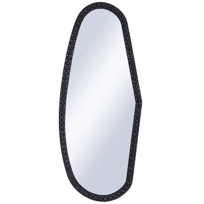 Mirror With Organic Shape And Knob Frame - Matte Black Finish