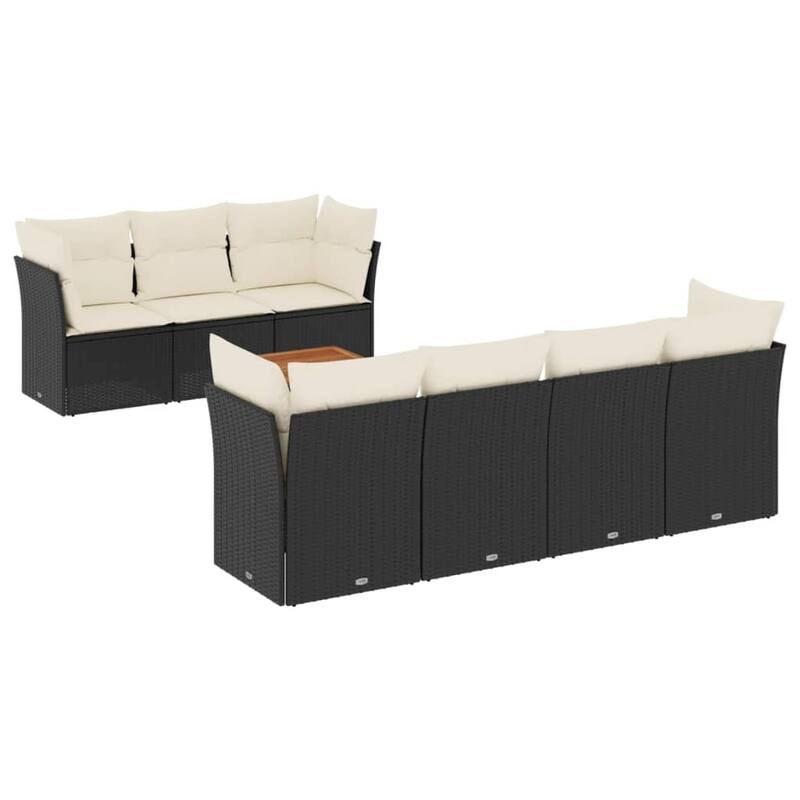 vidaXL Patio Sofa Set with Cushions Outdoor Furniture 8 Piece Poly Rattan - 21.7 x 21.7 x 14.6