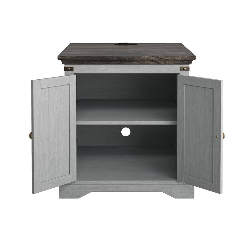 Farmhouse End Table with Charging Station - 25" in Height
